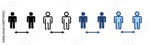 Social distance icon vector. social distancing sign and symbol. self quarantine sign