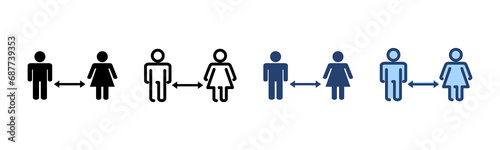 Social distancing vector. social distance sign and symbol. self quarantine sign