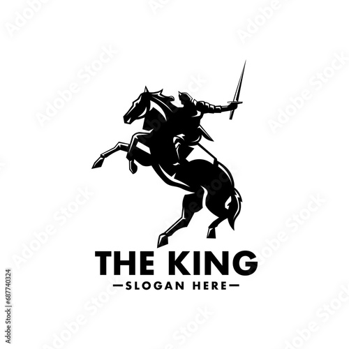 King riding a horse logo for business and sport