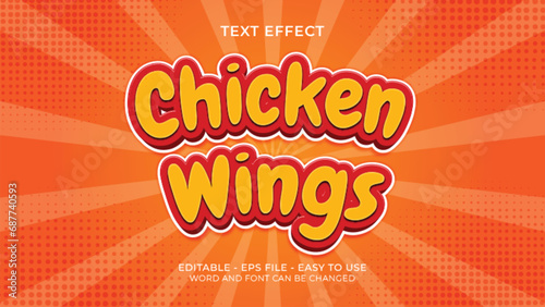 CHICKEN WINGS text effect ready to use for food and restaurant photo