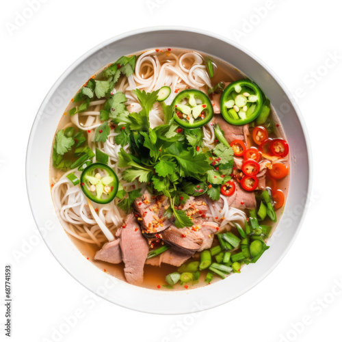 Delicious Bowl of Vietnamese Pho Isolated on a transparent Background