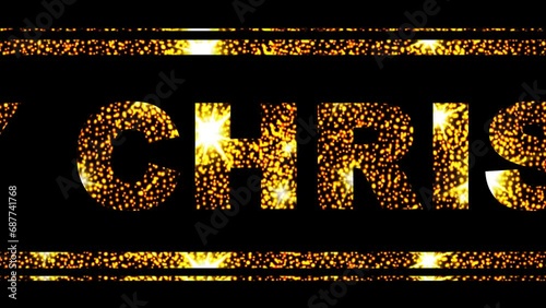 Animated text Merry Christmas. Merry Christmas Gold Text. Motion Graphics. Ticker.