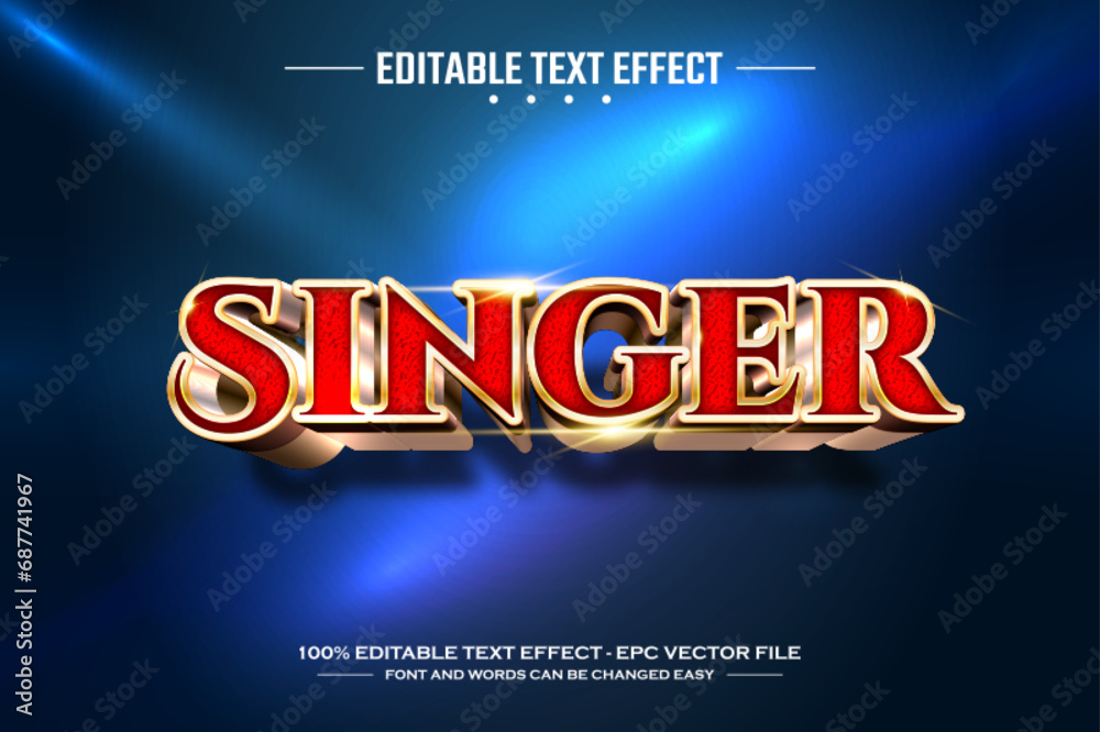 Obraz premium Singer 3D editable text effect template