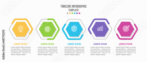 Presentation business infographic template with 5 options. Vector illustration photo