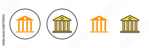 Bank icon set for web and mobile app. Bank sign and symbol, museum, university