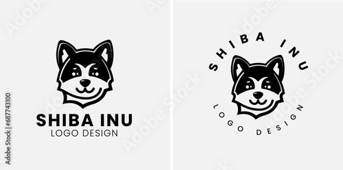 Shiba inu dog Head Logo Design Vector. Shiba inu abstract character illustration. Graphic logo design templates for emblem.