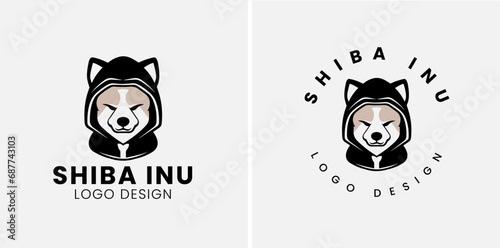 Shiba inu dog Head Logo Design Vector. Shiba inu abstract character illustration. Graphic logo design templates for emblem.