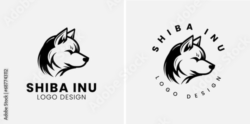 Shiba inu dog Head Logo Design Vector. Shiba inu abstract character illustration. Graphic logo design templates for emblem.