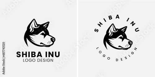 Shiba inu dog Head Logo Design Vector. Shiba inu abstract character illustration. Graphic logo design templates for emblem. photo