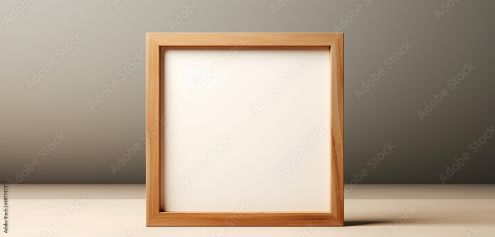 An empty mockup of a wooden frame, conceived with a modern digital art concept, as captured by a camera. An empty mockup of a wooden frame, conceived with a modern digital art concept, as captured by a camera.