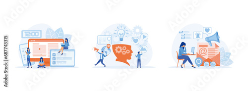 Digital overload.  Digital information overload. Digital overload. Gadget dependent life. Digital overload set flat vector modern illustration 