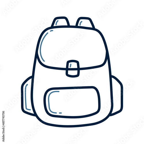 Hand drawn School bag, backpack doodle line  illustration. School bag, backpack doodle icon vector.