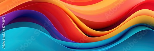 the three dimensional artwork of colorful curved wavy lines, generative AI