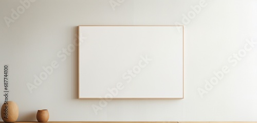 a subtle wooden frame highlights an empty canvas against a neutral background. The minimalist art mockup invites viewers to appreciate the beauty of understated elegance.
