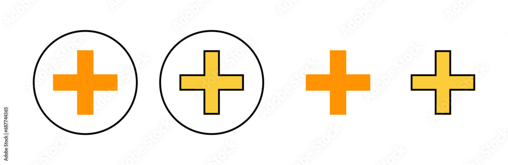 Obraz premium Plus Icon set for web and mobile app. Add plus sign and symbol