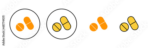Pills icon set for web and mobile app. capsule icon. Drug sign and symbol