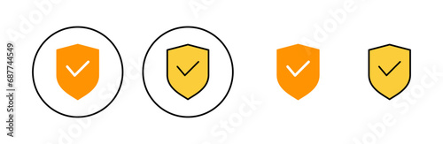 Shield check mark icon set for web and mobile app. Protection approve sign. Insurance icon