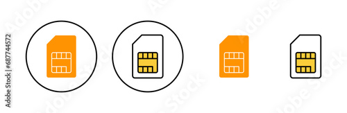 Sim card icon set for web and mobile app. dual sim card sign and symbol