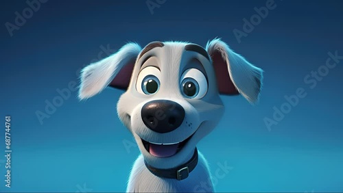 Cute baby puppy smiling. Cartoon animation style. Created with Generative AI. photo