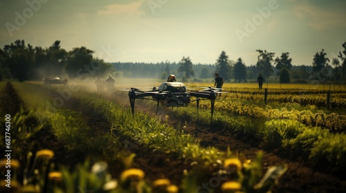 agricultural drone working in the field