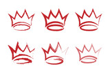 hand drawn grunge brush of king crown, vector collections