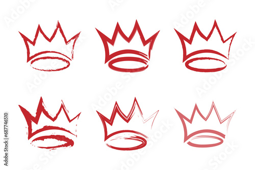 hand drawn grunge brush of king crown, vector collections
