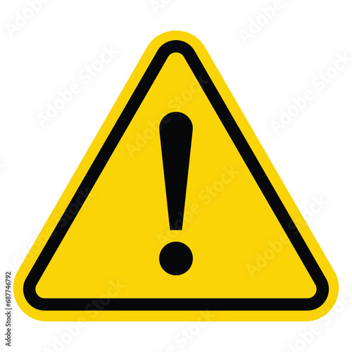 Yellow Warning Dangerous attention icon, danger symbol, filled flat sign, solid pictogram, isolated on white. Exclamation mark triangle symbol. Alert caution warn. Road Industry Safety Advisory Signal