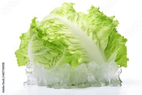 A single iceberg lettuce isolated on white background photo