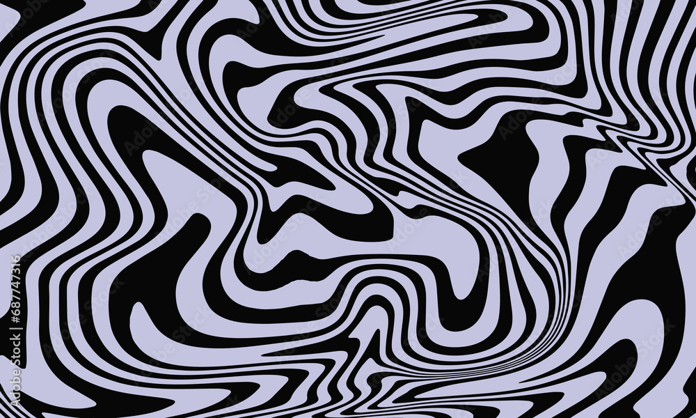 Collection of Abstract Horizontal Backgrounds Featuring Liquid Effects, Waves, Swirls, and Spin Patterns. Psychedelic Vector Design, Distorted Textures Embracing the Y2K, 60s, and 70s Aesthetic Styles