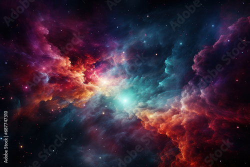 A cosmic anomaly, a swirling nebula of vivid colors and ethereal light, represents the awe-inspiring wonders of space exploration in a sci-fi universe. Generative Ai.