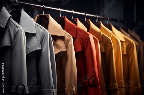 shirts on hangers in market shop