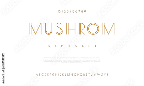 Mushrom creative modern urban alphabet font. Digital abstract moslem, futuristic, fashion, sport, minimal technology typography. Simple numeric vector illustration