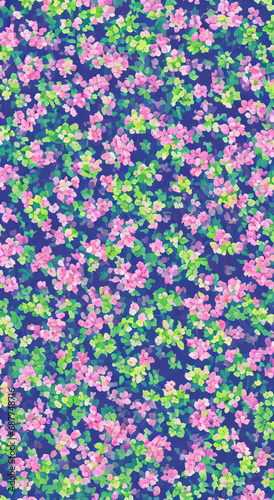 seamless blue floral pattern with spring flowers
