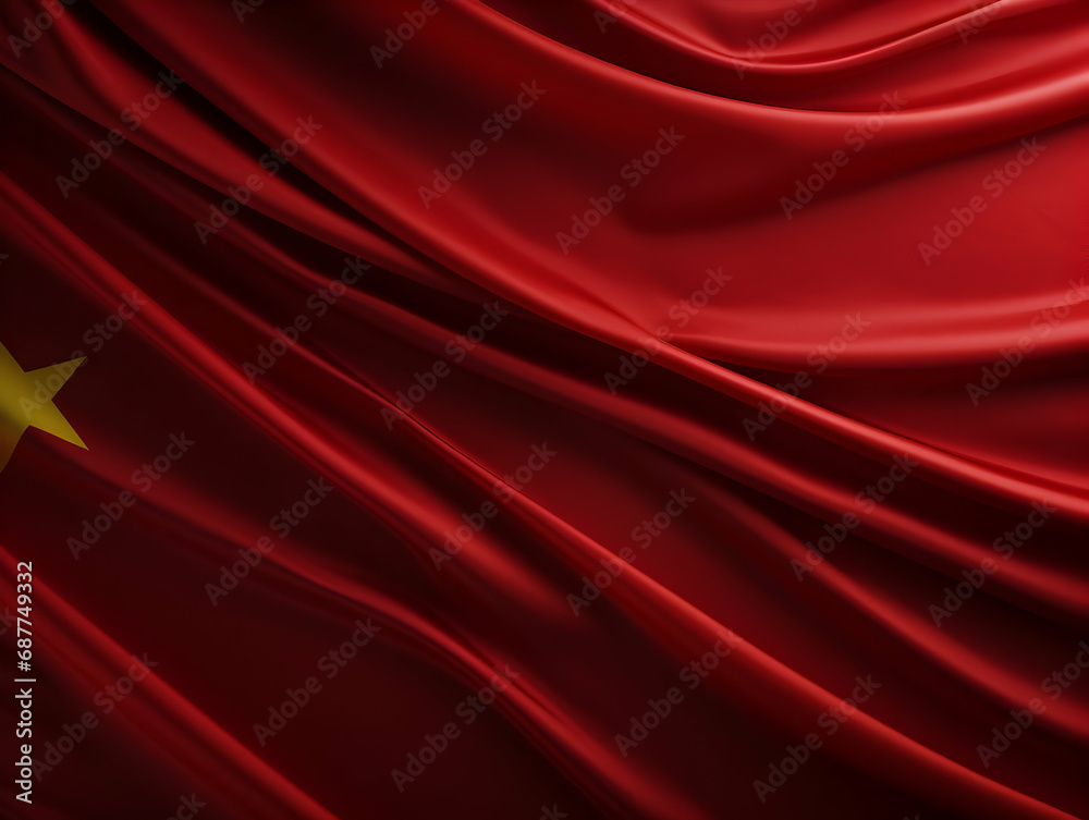 China national flag background, China flag weaving made by silk cloth fabric, China background, ai generated image