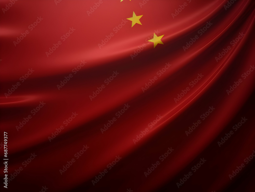 China national flag background, China flag weaving made by silk cloth fabric, China background, ai generated image
