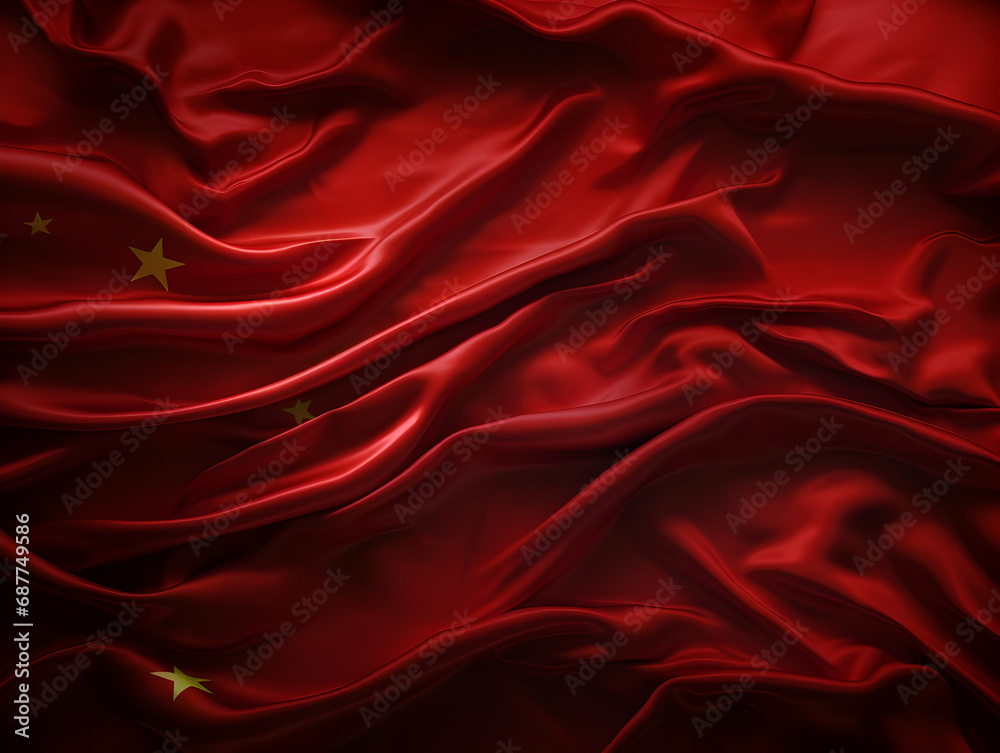 China national flag background, China flag weaving made by silk cloth fabric, China background, ai generated image
