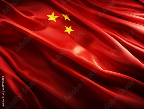 China national flag background  China flag weaving made by silk cloth fabric  China background  ai generated image