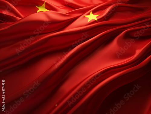 China national flag background  China flag weaving made by silk cloth fabric  China background  ai generated image