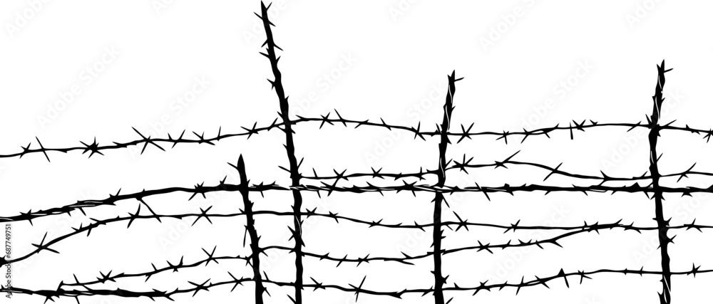Barbed wire drawing silhouette Barbed wire drawing silhouette
