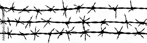 Barbed wire drawing silhouette