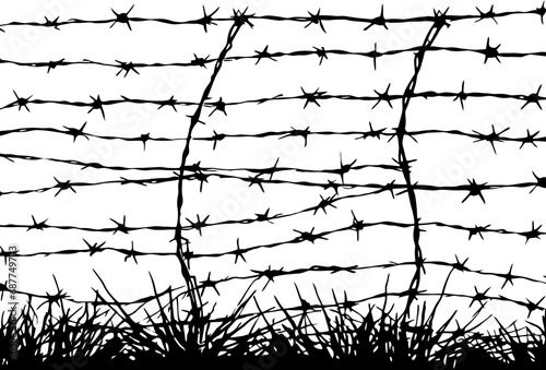 Barbed wire drawing silhouette