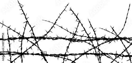 Barbed wire drawing silhouette