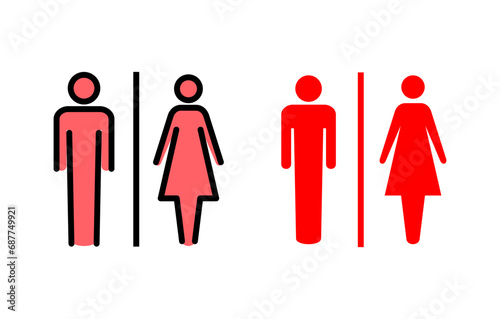 Toilet icon set illustration. Girls and boys restrooms sign and symbol. bathroom sign. wc  lavatory