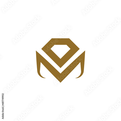 letter M diamond gold logo design