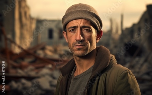 Civilian refugee affected from aggression of war and battle escape city from war zone which has no little comeliness