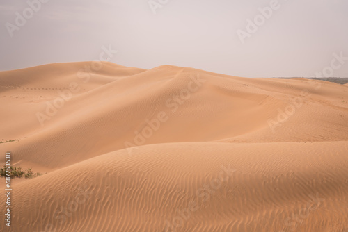 Fototapeta Naklejka Na Ścianę i Meble -  Beautiful untouched sand dunes in Inner Mongolia, China