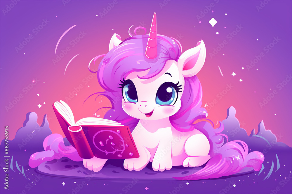 cartoon horse character design reading a book