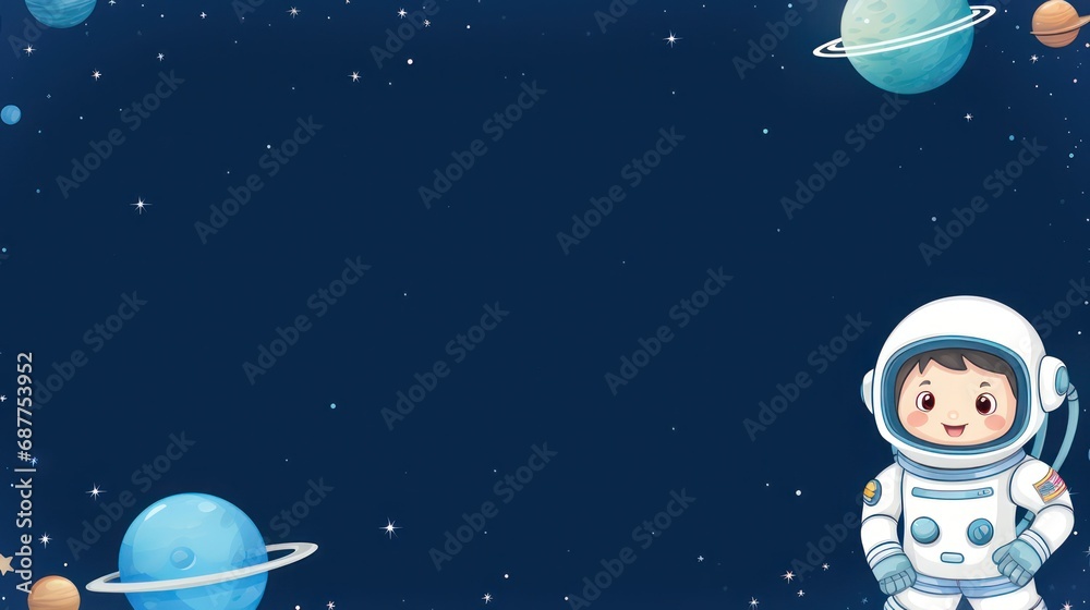 Astronaut cartoon illustration, greeting card template text blank space. Astronaut cartoon illustration, greeting card template text blank space.