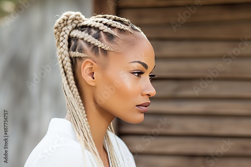 side view of braids hair black woman photo