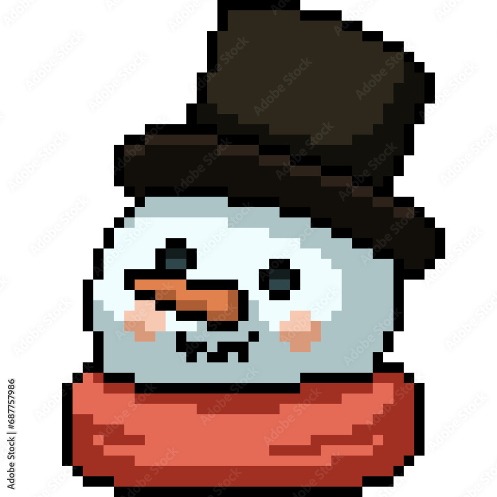 Fototapeta premium pixel art snowman head tophat